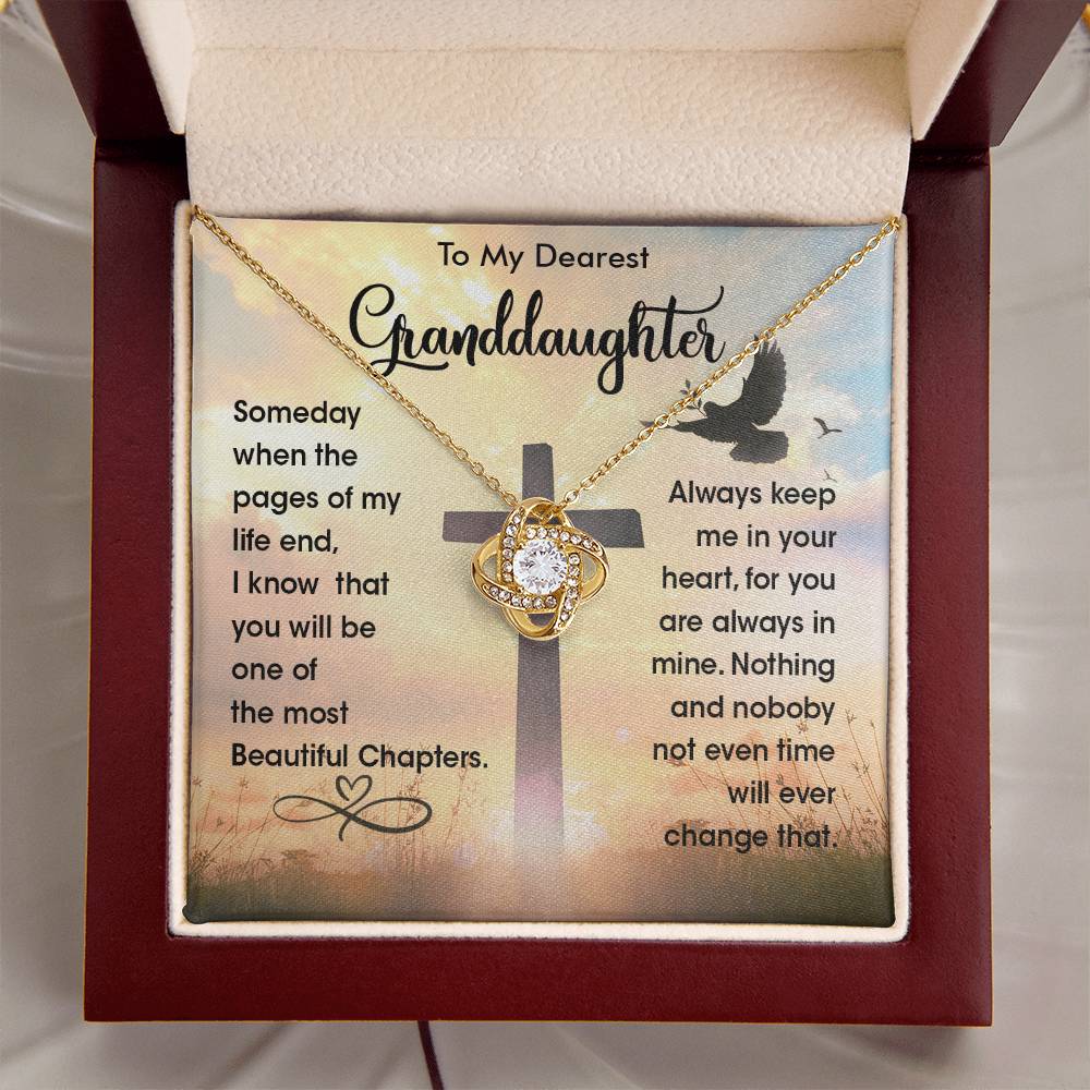 To My Dearest Granddaughter - Heart Melt Message Love Knot Necklace?? Love Knot Necklace