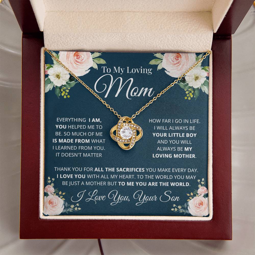To My Loving Mom Necklace Gift For Mom From Son Mother's Day Gift Mom Birthday Present Love Knot Necklace