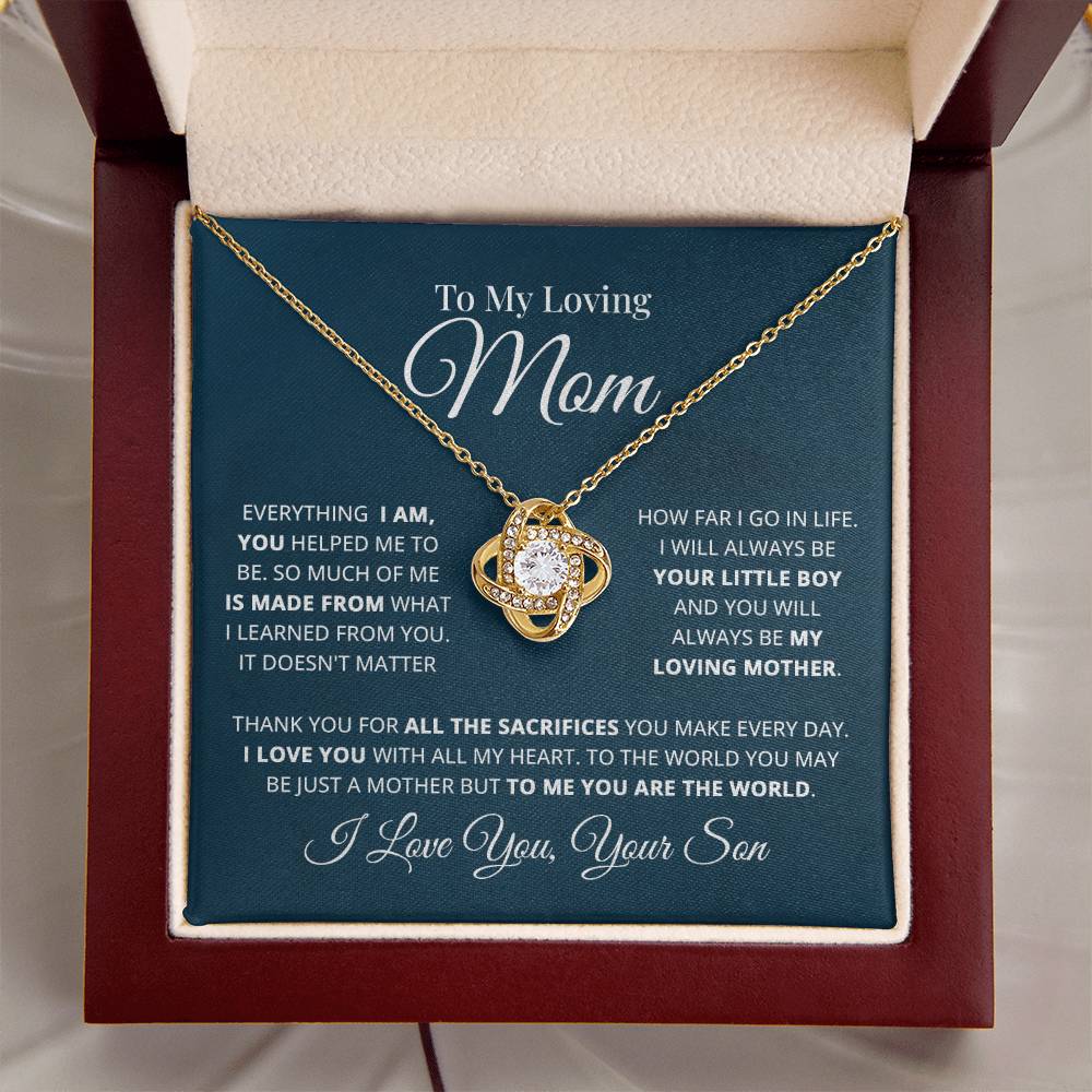 To My Loving Mom Necklace Gift For Mom From Son Mother's Day Gift Mom Birthday P Love Knot Necklace