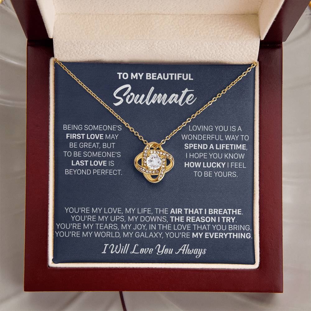 Gift For Your Soulmate - Being First I Breath Love Knot Necklace Love Knot Necklace