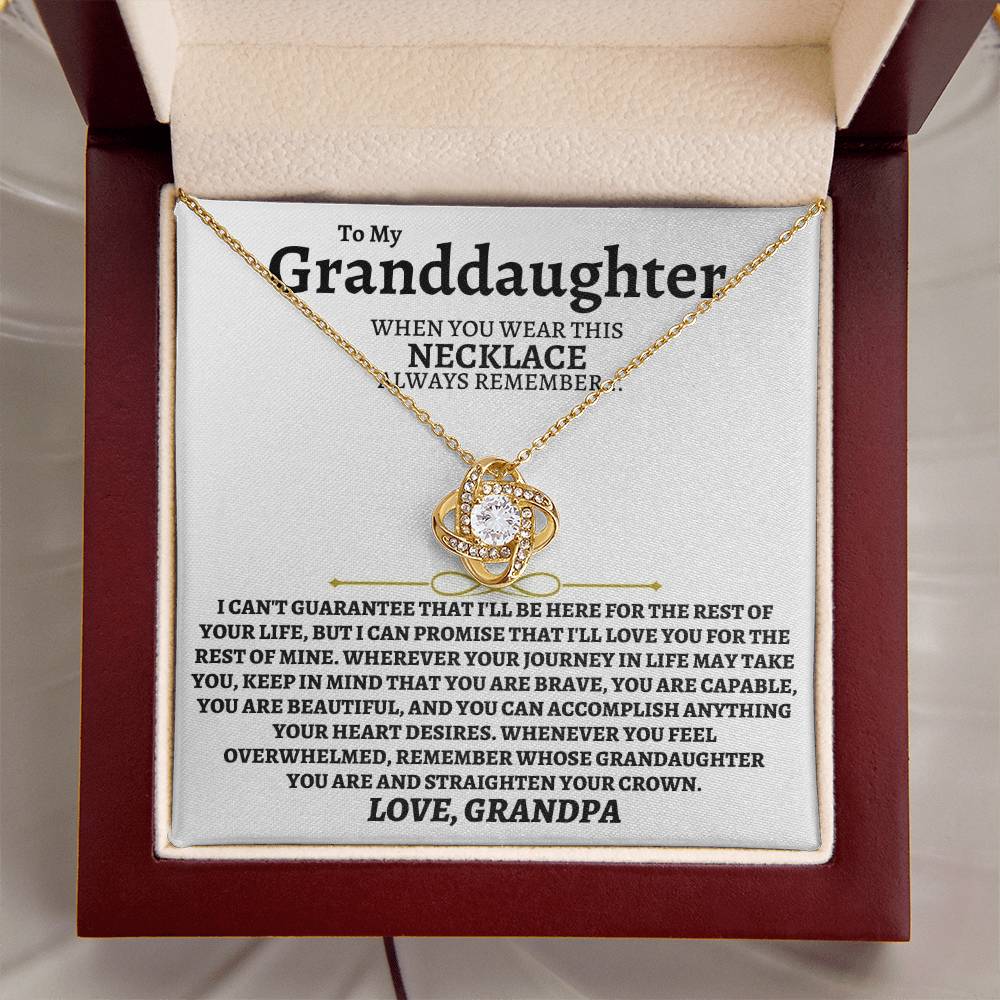 To My Granddaughter Necklace Granddaughter Jewelry Gift From Grandpa Meaningful Gift For Her Love Knot Necklace
