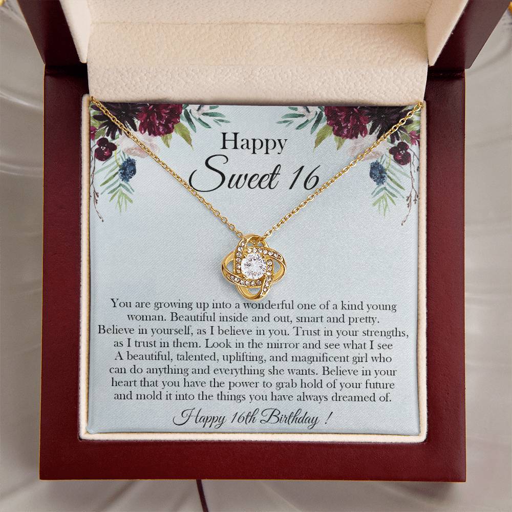 Sweet 16 Gift 16Th Birthday Gift For Her Sweet 16 Necklace Gift For 16 Year Old Girl Love Knot Necklace