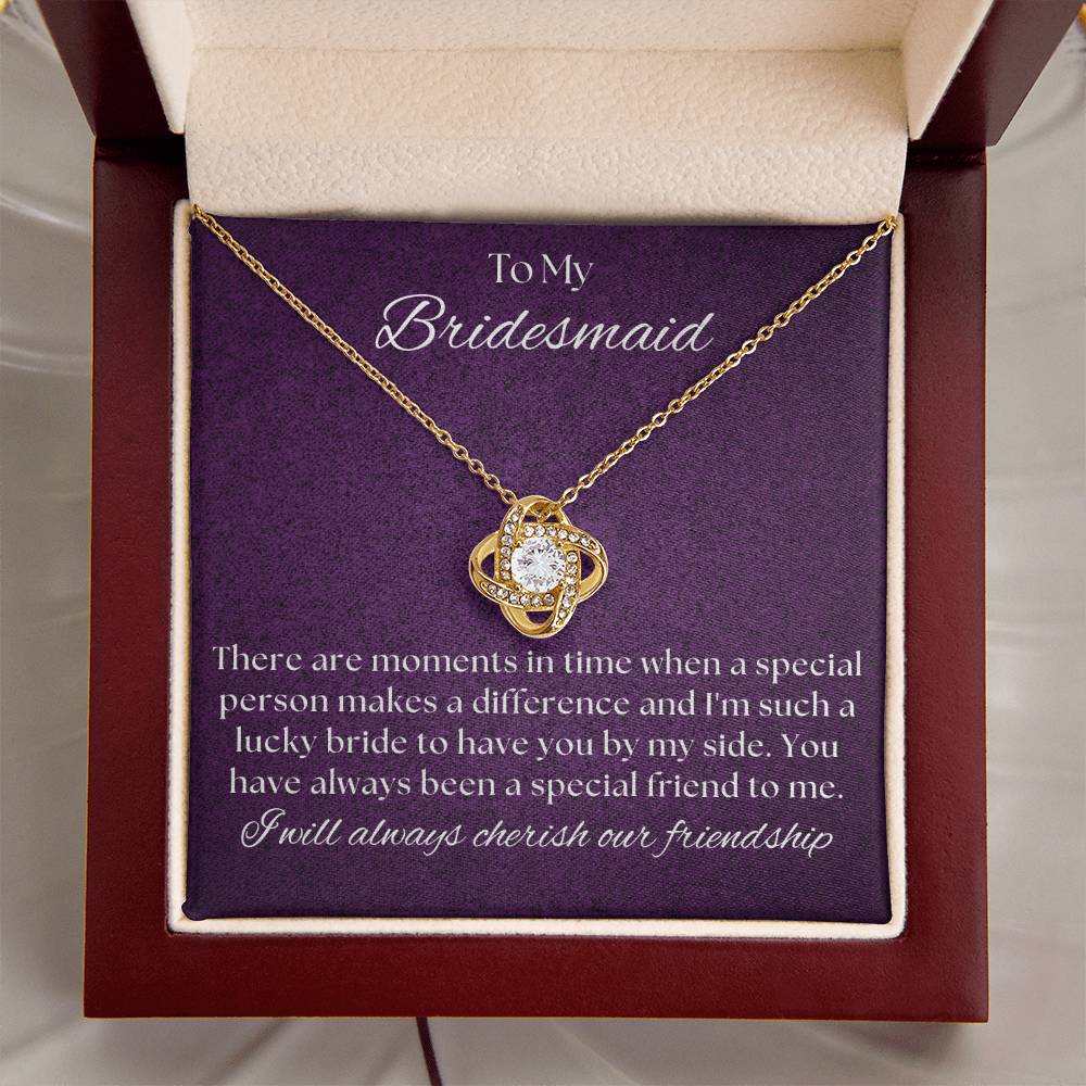 Bridesmaid For A Day Friends For Life(2) Love Knot Necklace