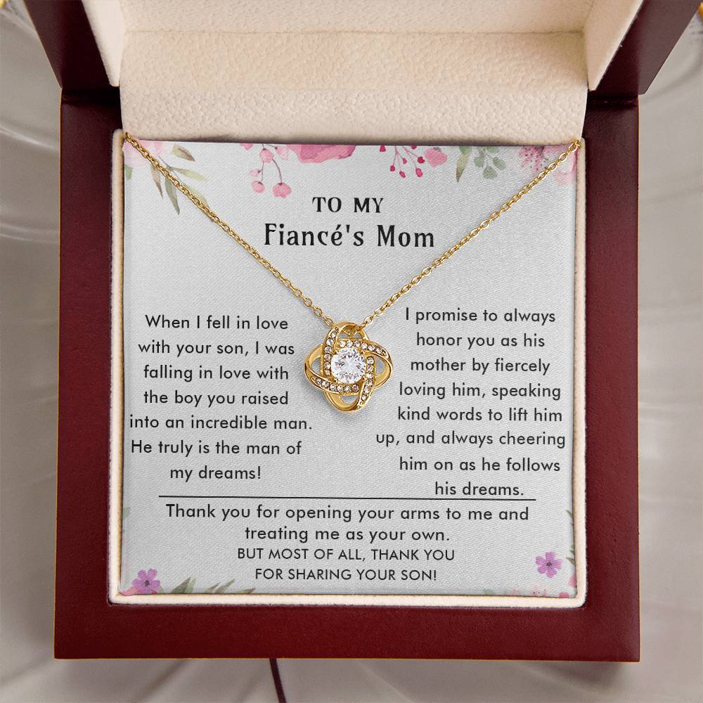 To My Fiancé's Mom - Luxury Gift For Mother's Day Love Knot Necklace