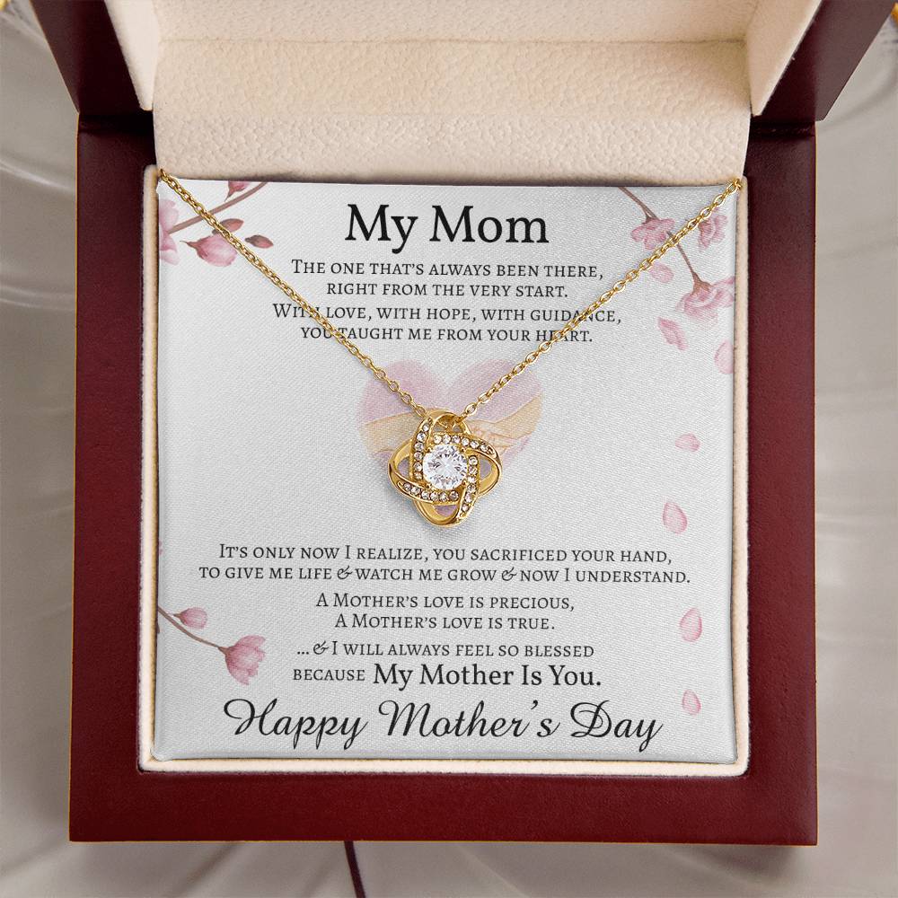 Mother's Day Message Card Necklace For Mom Love Knot Necklace For Mom Mom Gift From Daughter Mom Gift From Son Love Knot Necklace