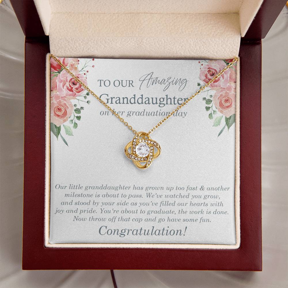 To Our Amazing Granddaughter Congrats On Her Graduation Graduation Gift Gift From Grandma & Grandpa For Granddaughter Love Knot Necklace