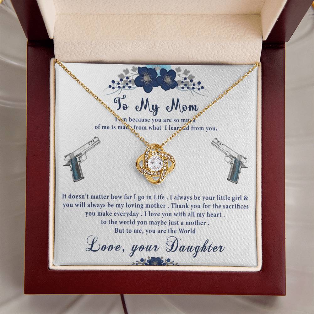 To My Mom- Perfect Gift For Gun Lov Love Knot Necklace