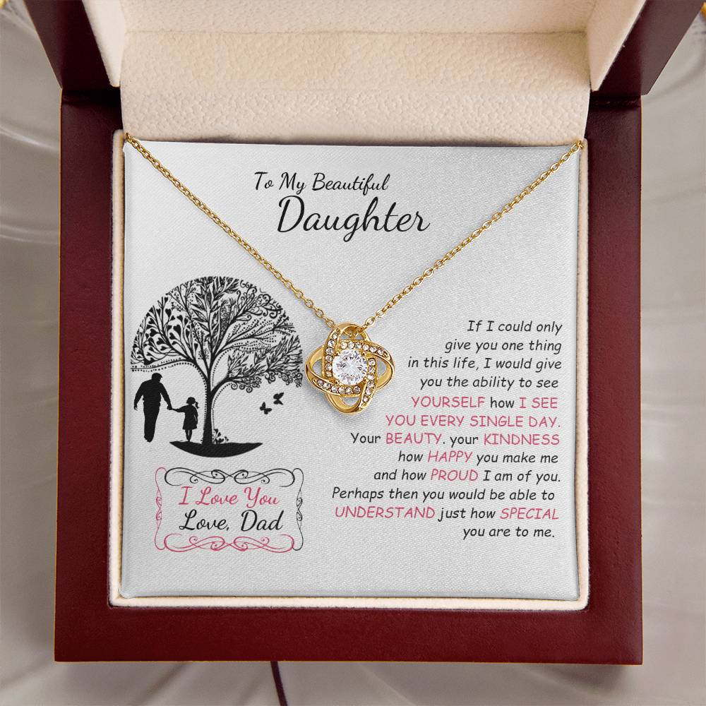 To My Beautiful Daughter Necklace Birthday Necklace For Girl Graduation Gifts For Her High School College Handmade Jewelry For Da Love Knot Necklace