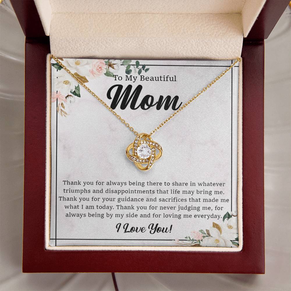 To My Beautiful Mom Necklace Gift For Mom From Daughter From Son Mother's Day Gift Thank You Mom Love Knot Necklace