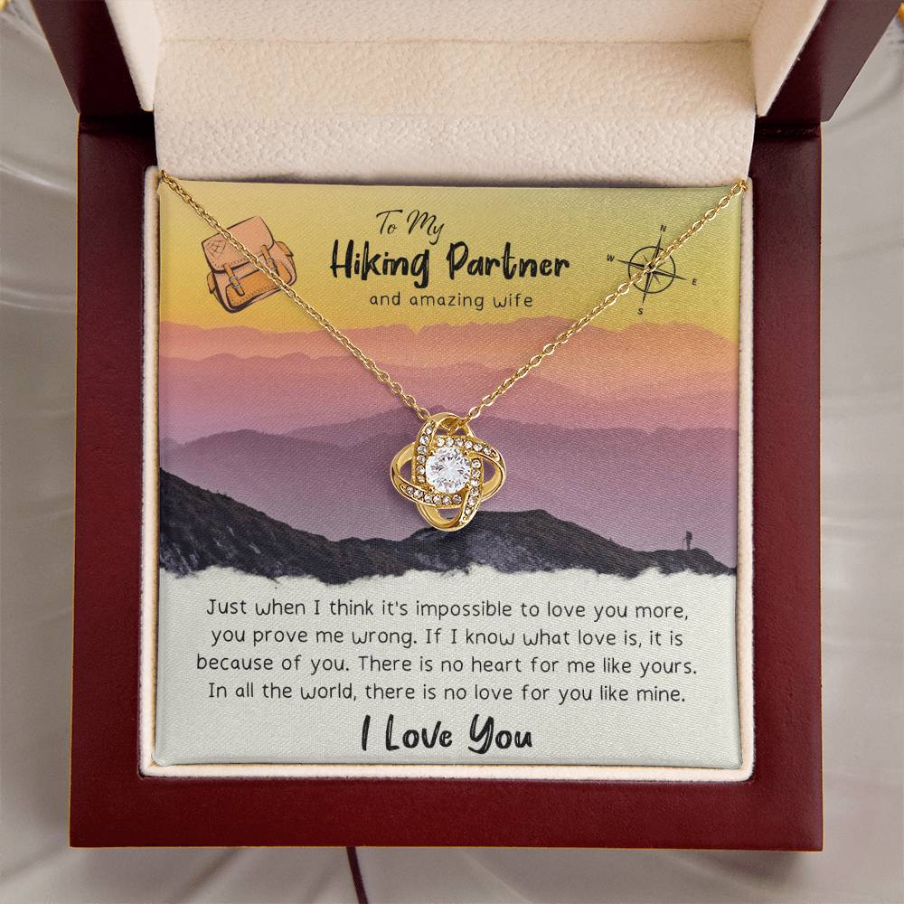 To My Wife Gift Necklace To My Hiking Partner And Amazing Wife Anniversary Gift For Wife Birthday Gift To Wife From H Love Knot Necklace