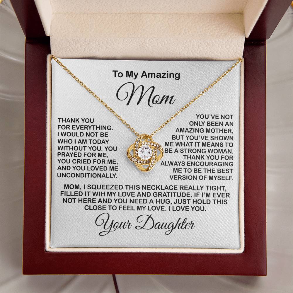 Present For Mom From Daughter Love Knot Necklace