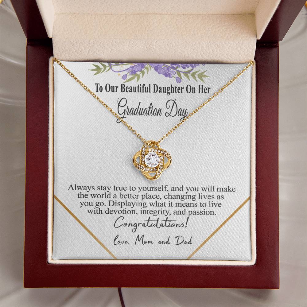 Graduation Gift Necklace For Daughter To Our Beautiful Daughter On Her Graduation Day Message Card Necklace For Daughter Gr(1) Love Knot Necklace