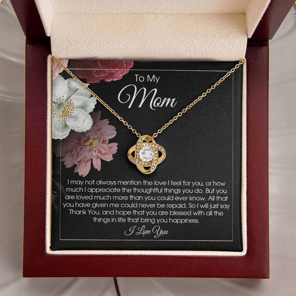 To My Mom Necklace Gift For Mom From Son Or Daughter Sentimental Gift For Birthday Mother's Day Love Knot Necklace