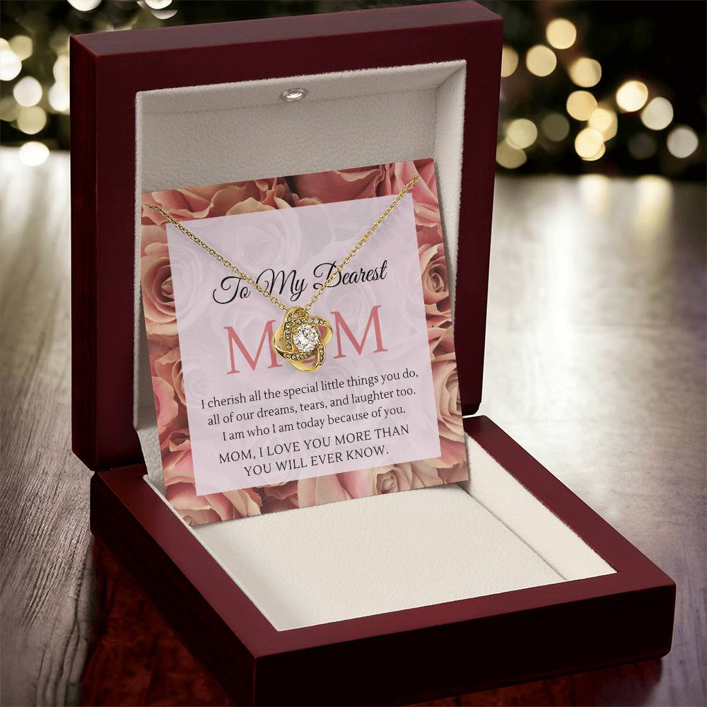 Mom I Love You More Than You Will Ever Know Cz Pendant And Earrings Gift Set Love Knot Necklace