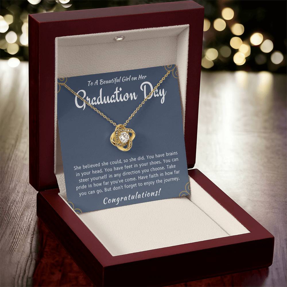 Graduation Day - She Believed She Could Love Knot Necklace