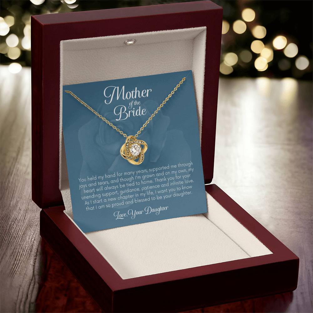 Mother Of The Bride Gift From Daughter Gift For Mom On Wedding Day Mom Gift From Daughter Mother Cross Necklace Jewelry Gift Love Knot Necklace