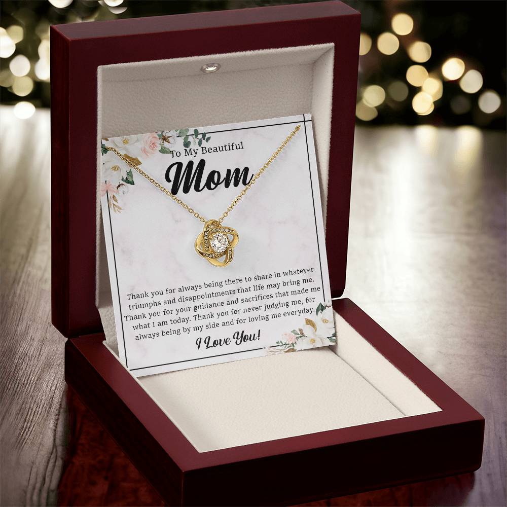To My Beautiful Mom Necklace Gift For Mom From Daughter From Son Mother's Day Gift Thank You Mom Love Knot Necklace