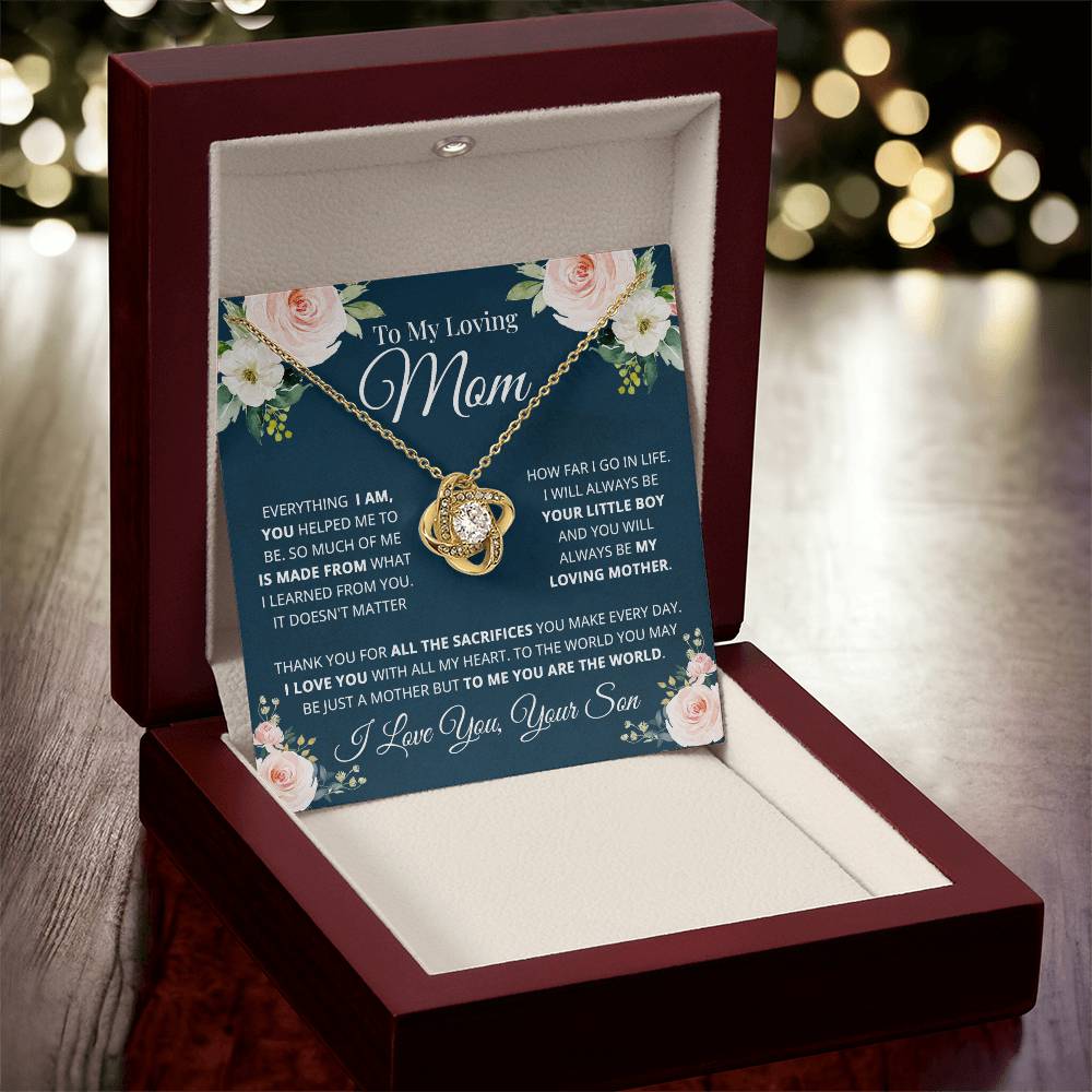 To My Loving Mom Necklace Gift For Mom From Son Mother's Day Gift Mom Birthday Present Love Knot Necklace