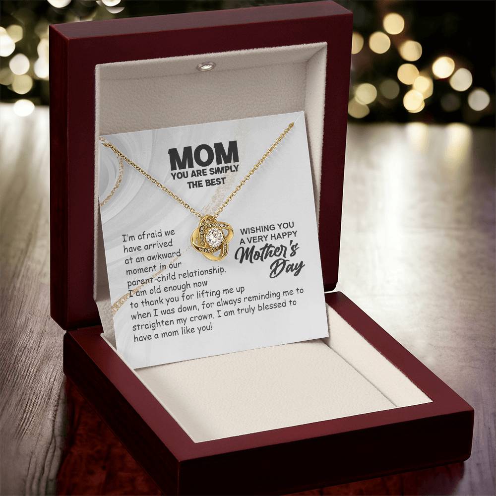 Simply The Best Mom-Love Knot Necklace Love Knot Necklace