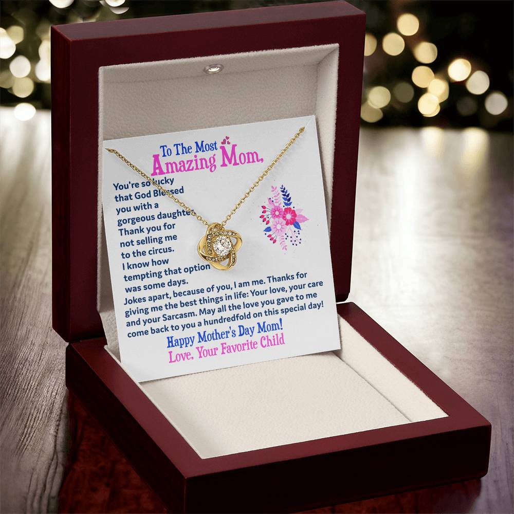 Gift For Amazing Mom Love Knot Necklace