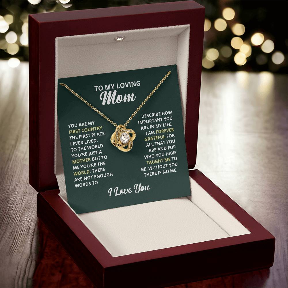 To My Loving Mom Necklace. Gift For Mom Mom Birthday Gift Mother's Day Gift Love Knot Necklace