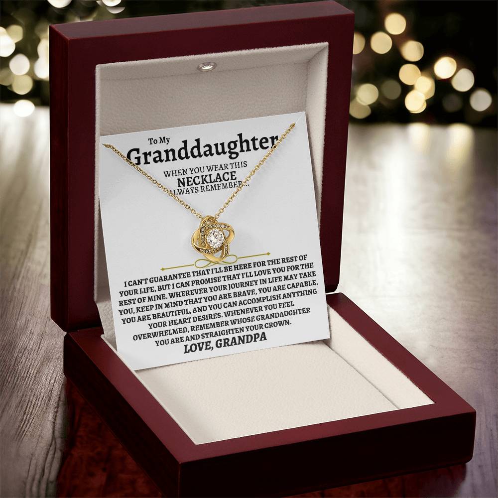 To My Granddaughter Necklace Granddaughter Jewelry Gift From Grandpa Meaningful Gift For Her Love Knot Necklace