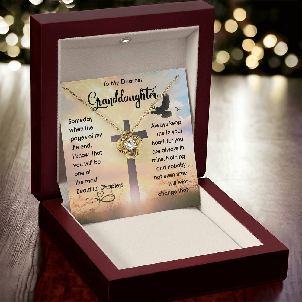 To My Dearest Granddaughter - Heart Melt Message Love Knot Necklace?? Love Knot Necklace