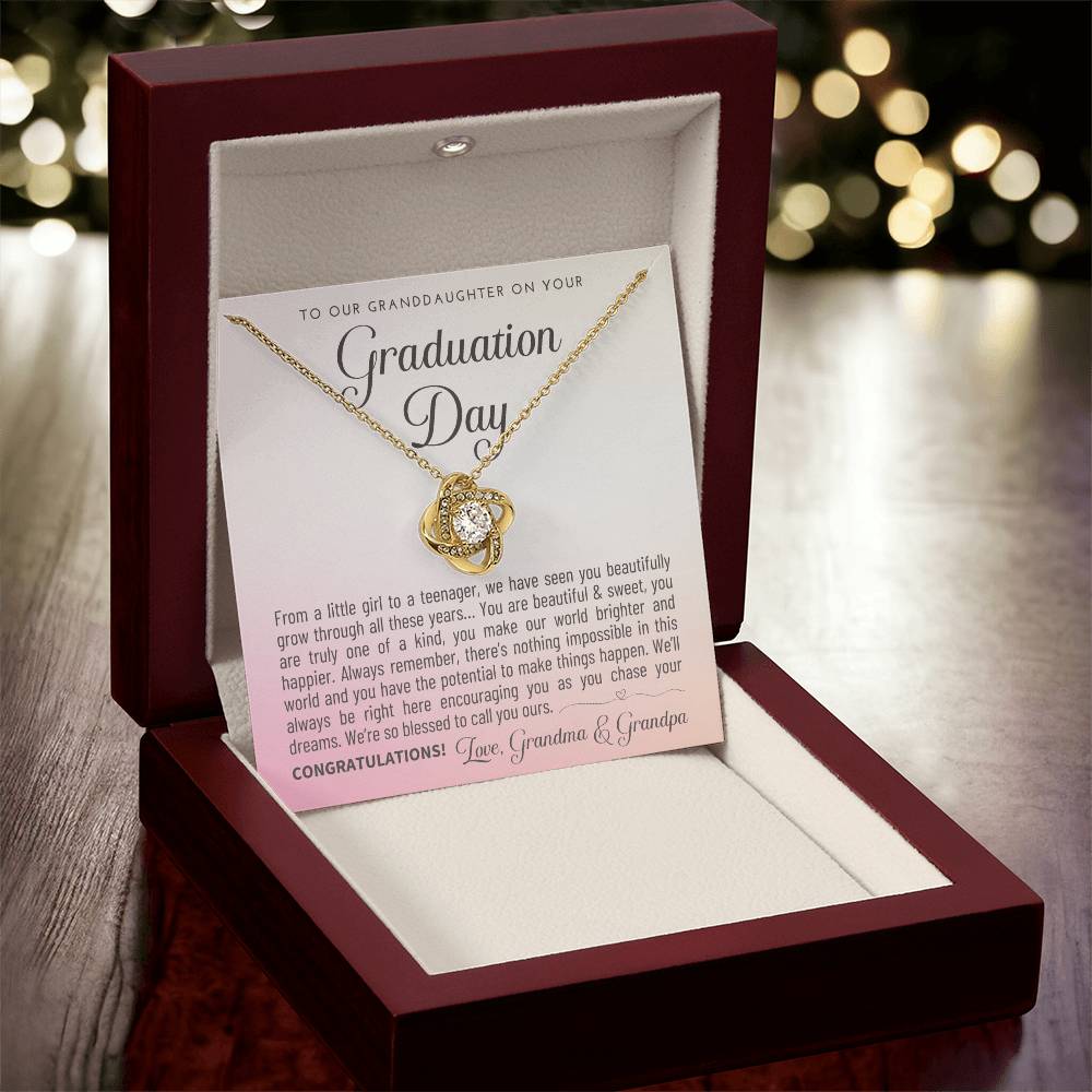 Granddaughter Graduation Gift From Grandma & Grandpa Gift For Granddaughter Graduation Granddaughter Graduation Love Knot Necklace