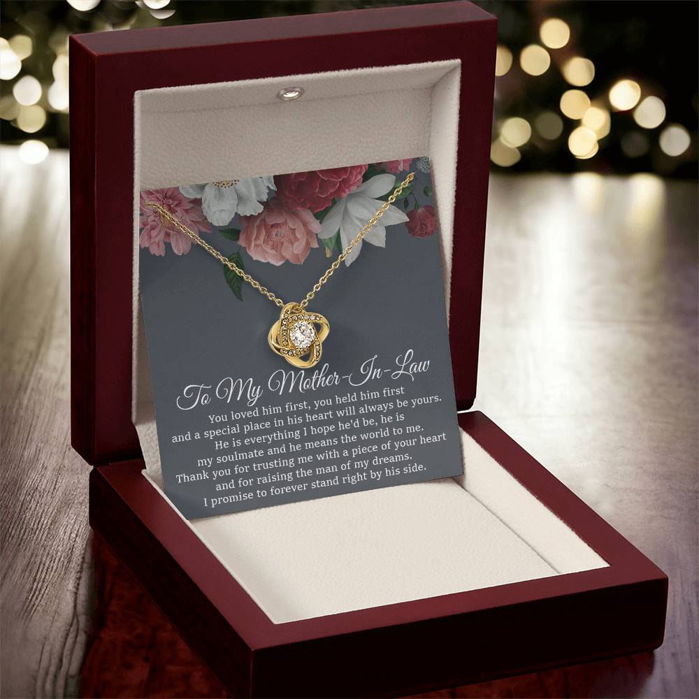 To My Mother-In-Law Necklace Mother Of The Groom Gift Mother In Law Gift From Bride Love Knot Necklace