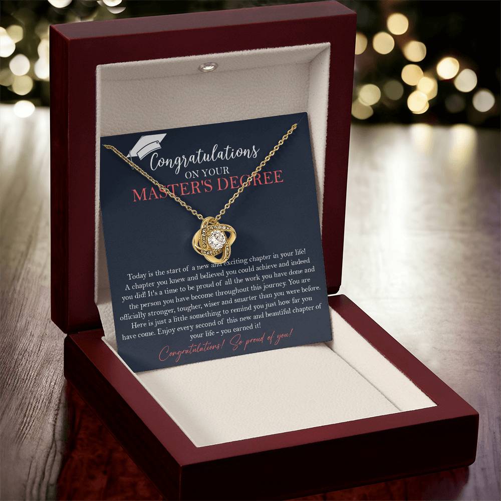Master's Degree Graduation Gift Necklace Masters Graduation Gift Gift For Her Love Knot Necklace