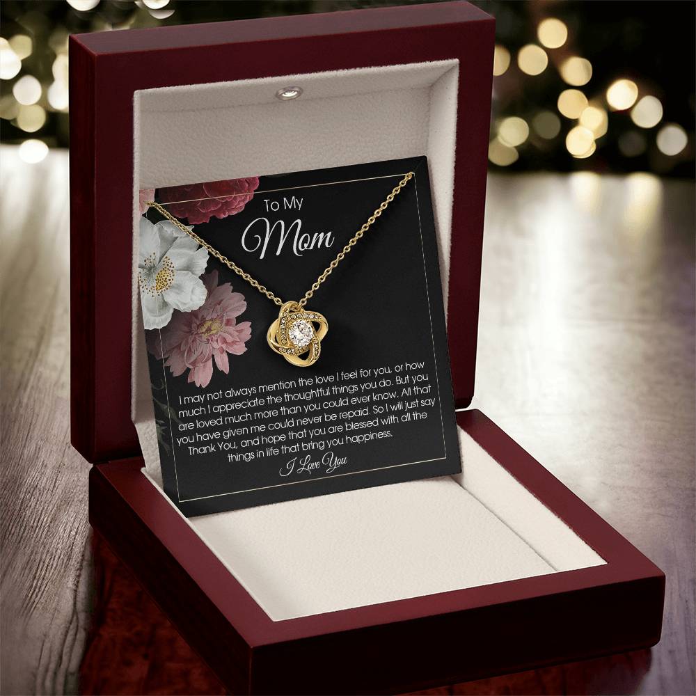 To My Mom Necklace Gift For Mom From Son Or Daughter Sentimental Gift For Birthday Mother's Day Love Knot Necklace