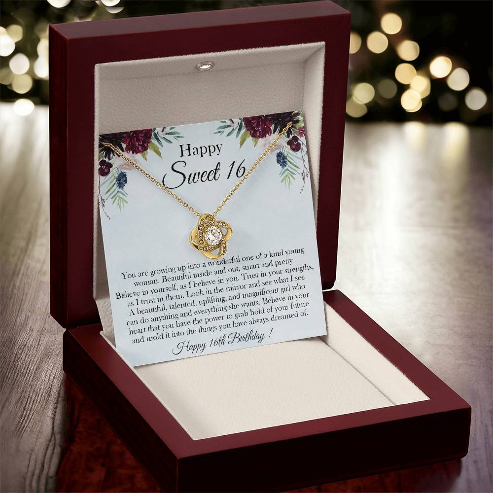 Sweet 16 Gift 16Th Birthday Gift For Her Sweet 16 Necklace Gift For 16 Year Old Girl Love Knot Necklace
