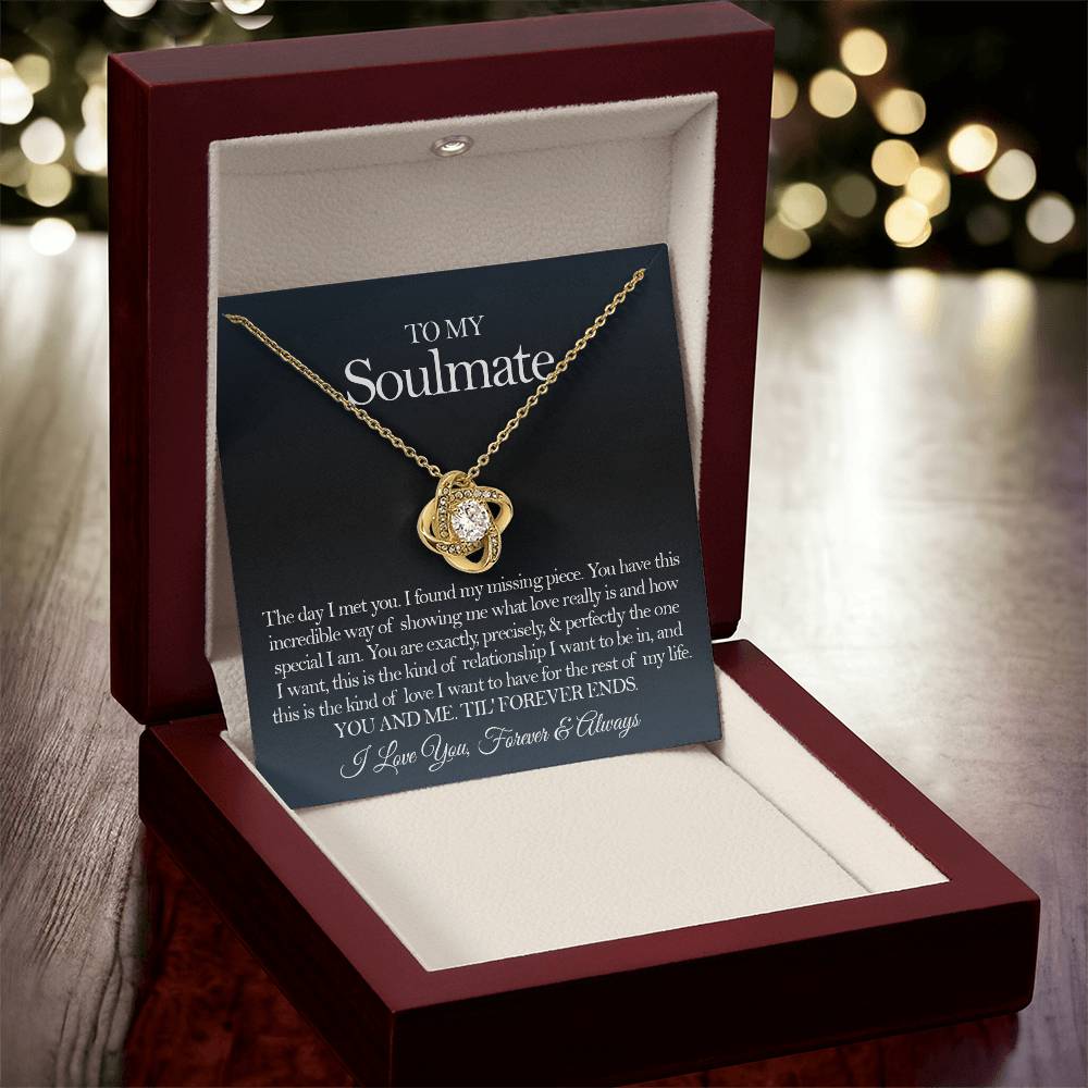 To My Soulmate Necklace Gift For Girlfriend From Boyfriend Girlfriend Birthday Anniversary Gift Love Knot Necklace