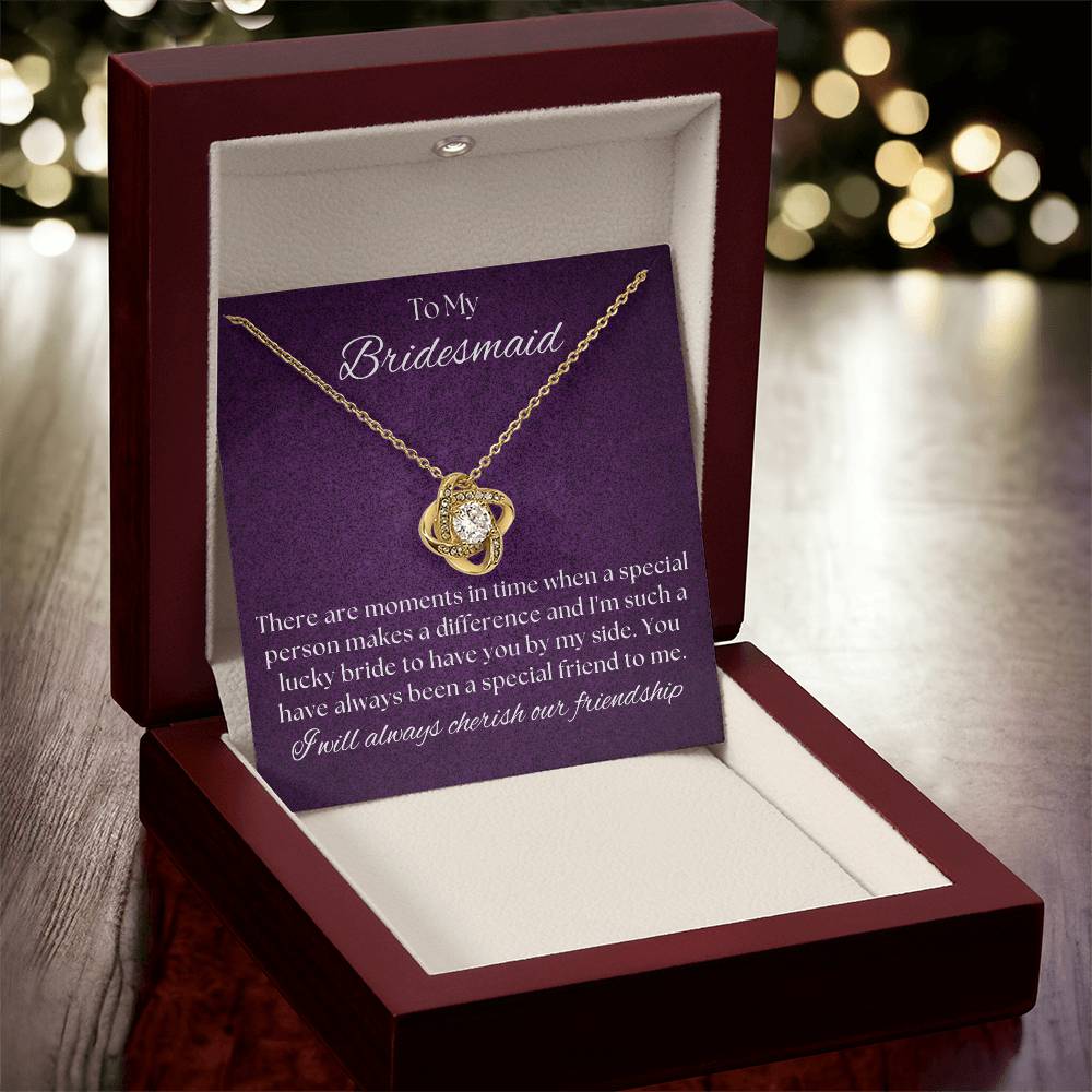 Bridesmaid For A Day Friends For Life(2) Love Knot Necklace