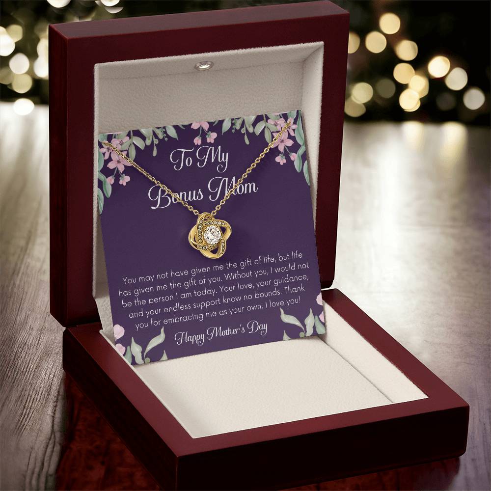 Bonus Mom Necklace Mothers Day Gift Daughterson To Mom Gift Bonus Mom Step Mom Gift Present For Stepmom On Mothers Day Stepmom Gift 1 Love Knot Necklace