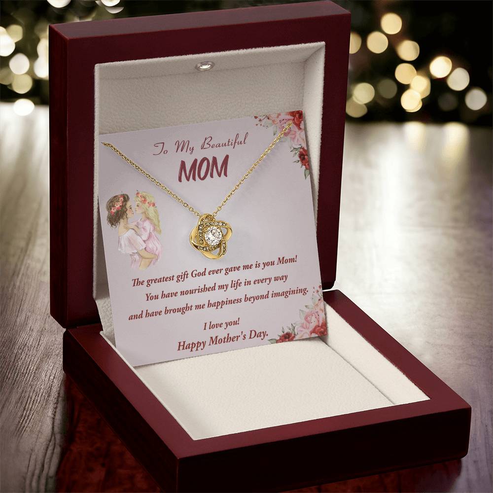 Mother's Day Gift Necklace To Mom From Daughter Gift Necklace Love Knot Pendant Necklace For Mom Mother's Day Gifts Love Knot Necklace