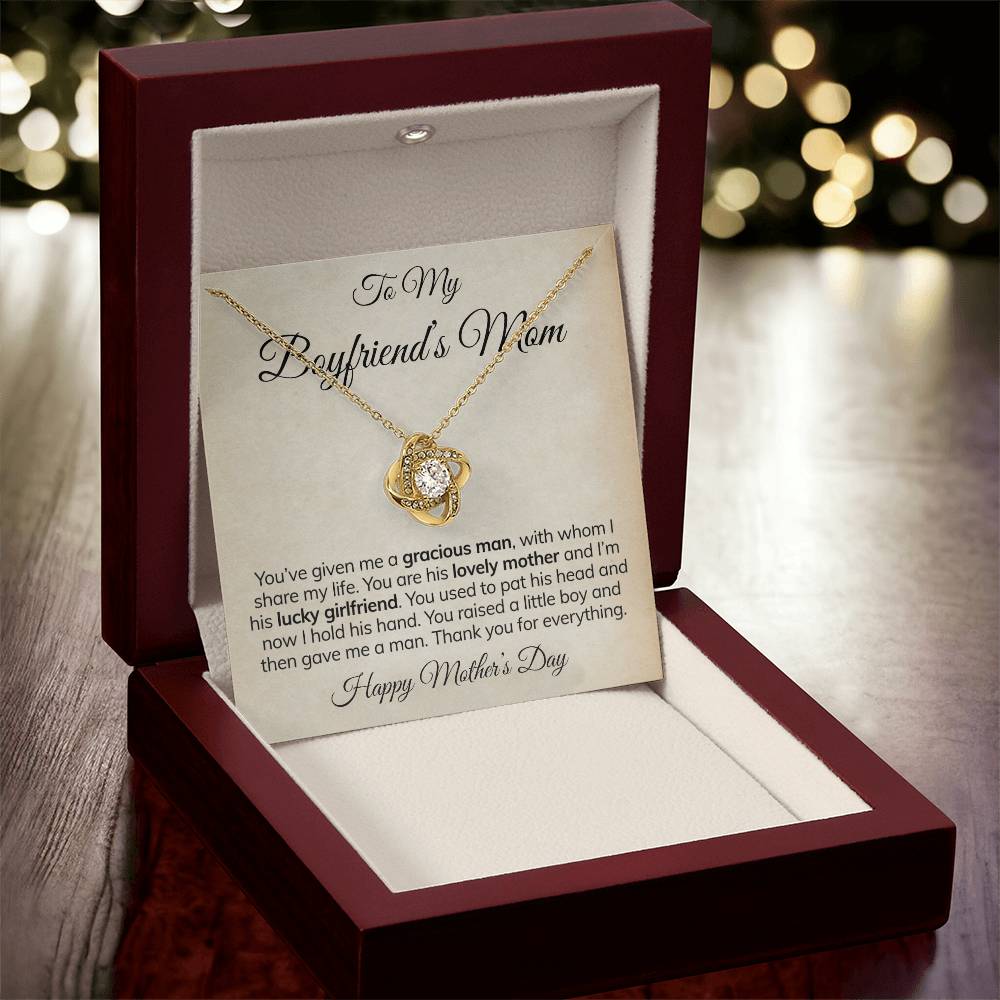 To My Boyfriend's Mom Necklace Happy Mother's Day Mother's Day Gift For Mom Of Boyfriend Love Knot Necklace