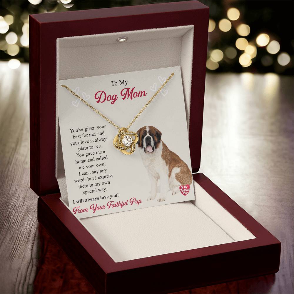 Saint Bernard Necklace Gift For Lab Mom Gift For Dog Lover Dog Mom Gift Golden Lab Gift Labrador Mom Pet Parent Jewelry St. Bernard Love Knot Necklace