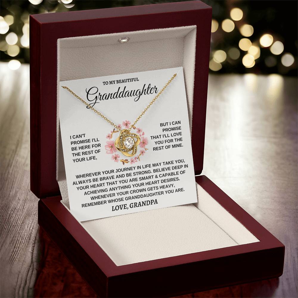 To My Beautiful Granddaughter Necklace Gift For Granddaughter From Grandpa Granddaughter Birthday Graduation Jewelry Gift Love Knot Necklace