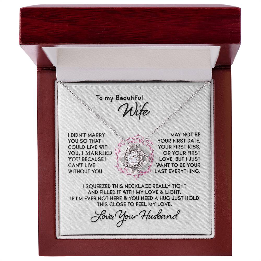 Gift For Wife I Can't Live Without You Knot Necklace Love Knot Necklace