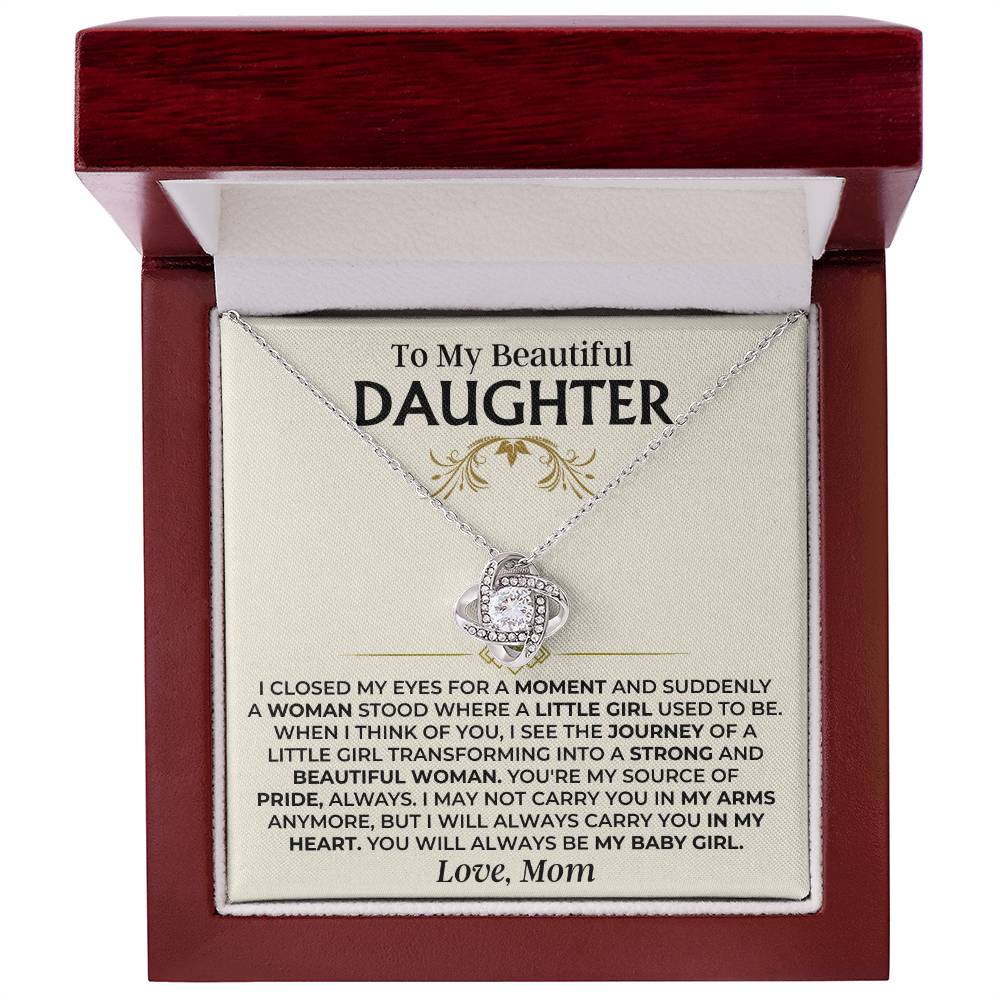 To My Beautiful Daughter - Mom - Love Knot Necklace
