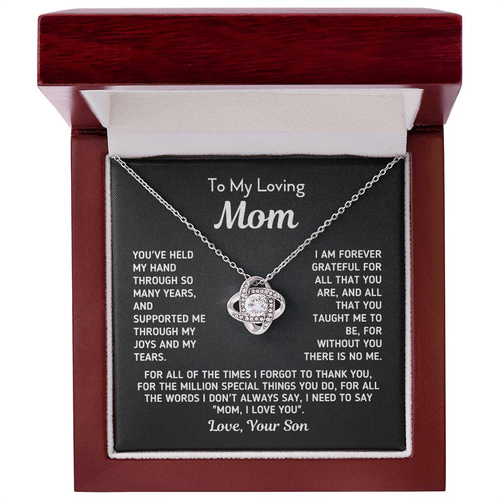 Gift For Mom From Son - Without You There Is No Me White Necklace Love Knot Necklace