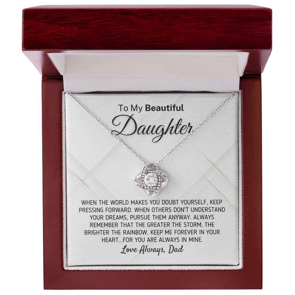 Gift For Daughter - The Greater The Storm Love Dad Necklace Love Knot Necklace