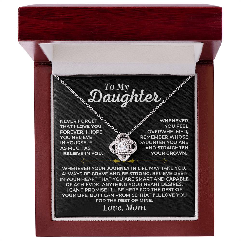 To My Daughter - Love Mom - Beautiful Gift Set - Love Knot Necklace