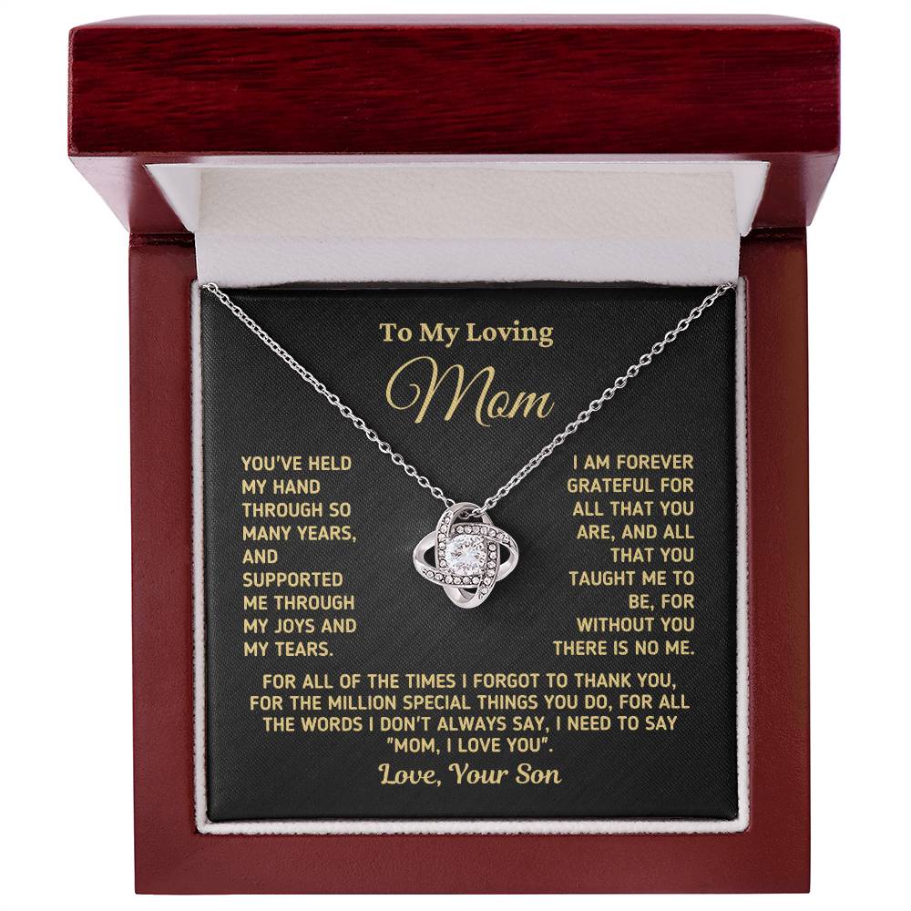 Gift For Mom From Son - Without You There Is No Me Gold Necklace Love Knot Necklace