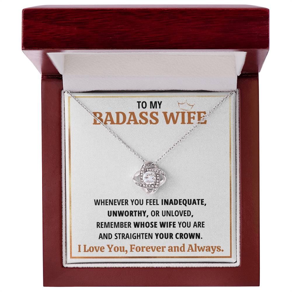 To My Badass Wife Love Knot Earring Necklace Gift Set Love Knot Necklace