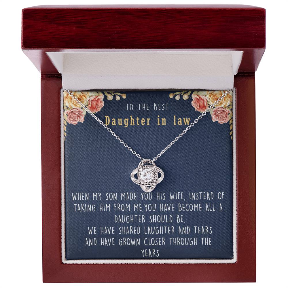 Gift for Daughter-in-law, To my Daughter-in-law necklace, Daughter-in-law jewelry, Daughter-in-law necklace, Daughter-in-law message card - Love Knot Necklace