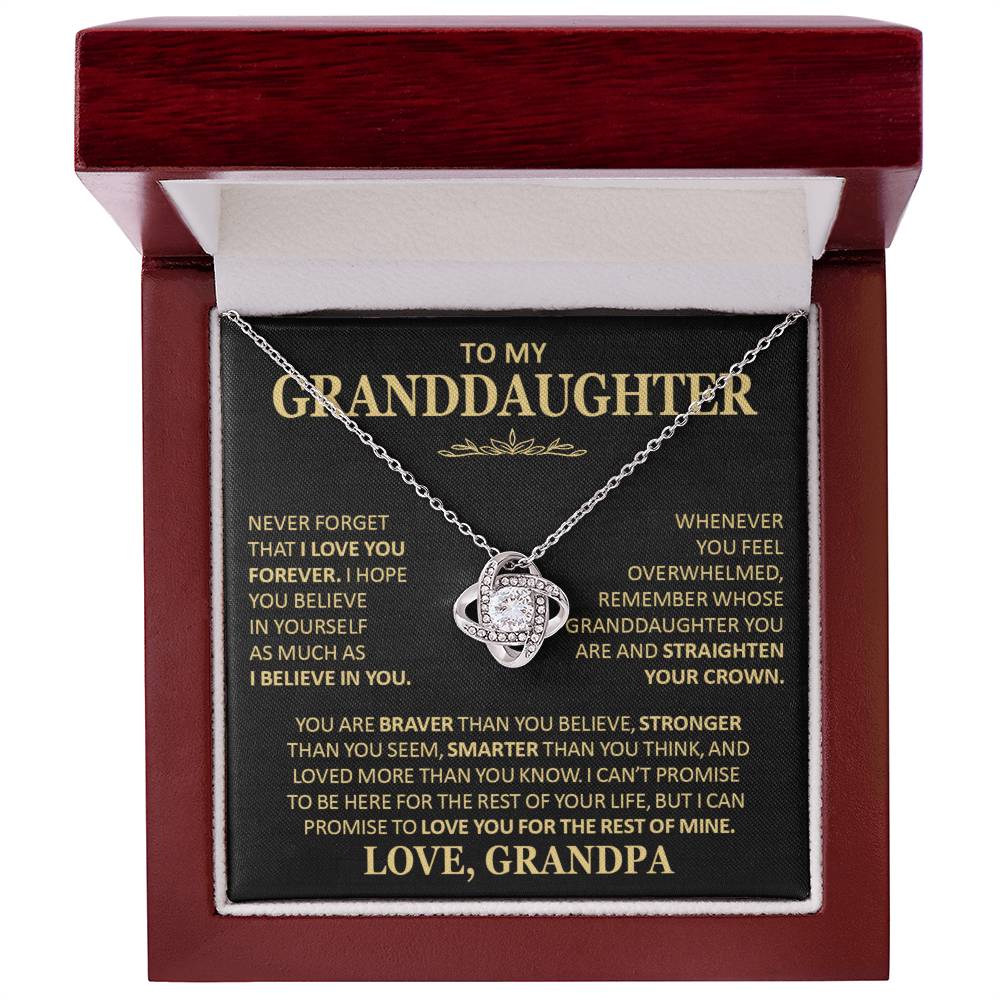 Beautiful Gift for Granddaughter From Grandpa Never Forget That I Love You Necklace Love Knot Necklace