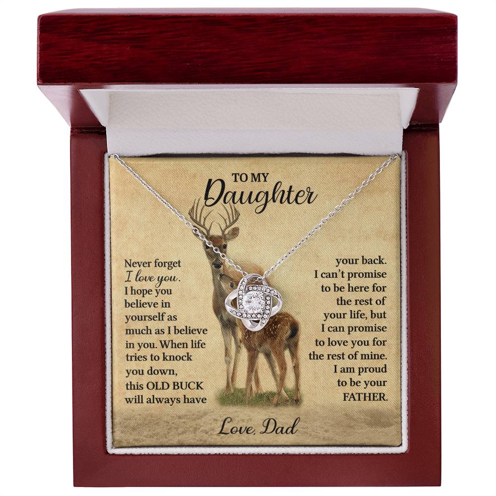 Gift For Daughter Never Forget I Love You Love Dad Necklace (Deer) Love Knot Necklace