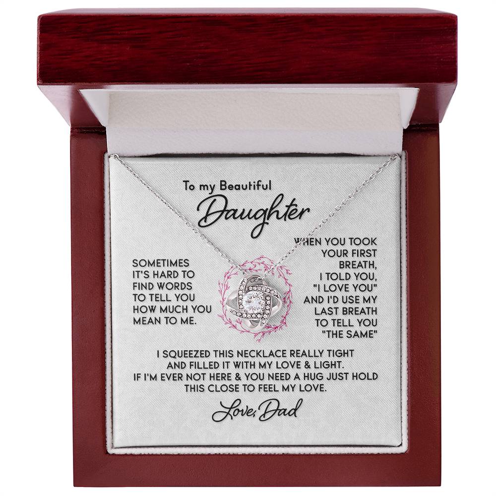 Gift For Daughter - First Breath Necklace From Dad Love Knot Necklace
